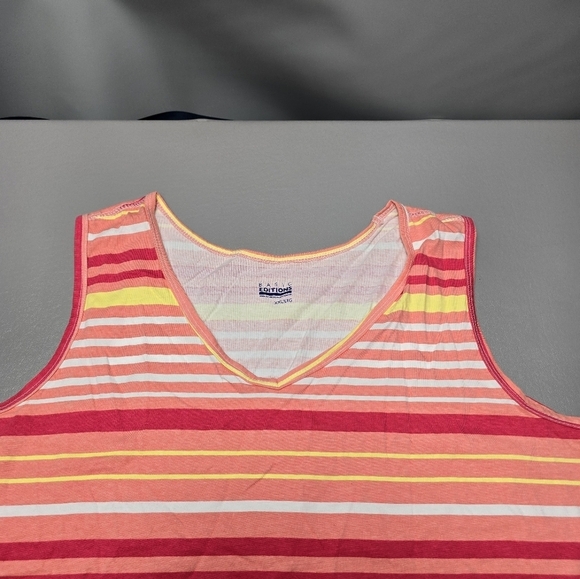 basic edition orange colorful striped tank top women's plus size XXL - Picture 3 of 9
